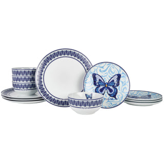 Dolly Parton Jwled Mosaic Blue Butterfly 12Pc Set Gift Box: Blue / Porcelain / Everyday sparkle-castle