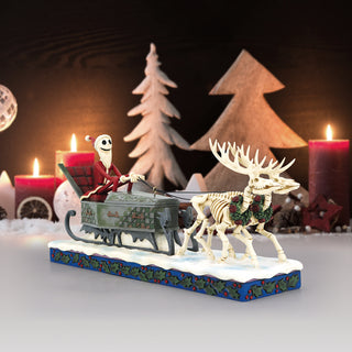 Jim Shore Disney Traditions: Jack In Sleigh With Skeleton Reindeer Figurine - SIGNED sparkle-castle