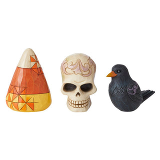 Jim Shore Heartwood Creek: Black Cat Halloween Basket with Minis Figurine, Set of 4 sparkle-castle