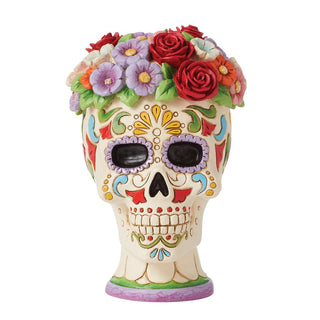 Jim Shore Heartwood Creek: Day of the Dead Skull With Flower Halo Figurine sparkle-castle