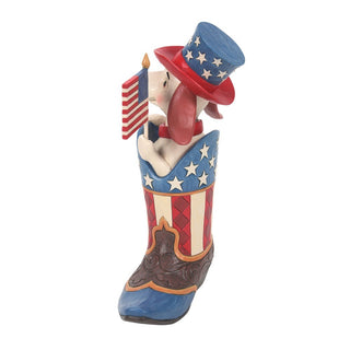 Jim Shore Heartwood Creek: Dog in Patriotic Boot Holding Flag Figurine sparkle-castle