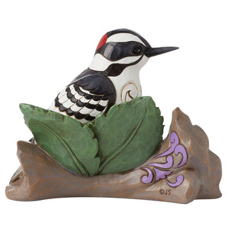 Jim Shore Heartwood Creek: Downy Woodpecker Figurine sparkle-castle