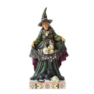 Jim Shore Heartwood Creek: Scary Witch With Skulls In Skirt Figurine sparkle-castle