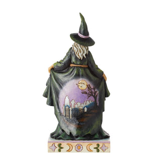 Jim Shore Heartwood Creek: Scary Witch With Skulls In Skirt Figurine sparkle-castle
