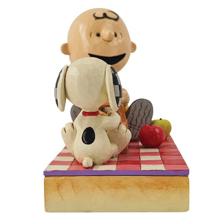 Jim Shore Peanuts: Snoopy, Charlie Brown & Woodstock On Picnic Figurine sparkle-castle