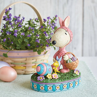 Jim Shore Peanuts: Snoopy & Woodstock In Easter Bunny Suits Figurine sparkle-castle