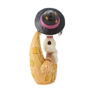 Jim Shore Peanuts: Witches Snoopy & Woodstock Flying Over Moon Figurine sparkle-castle