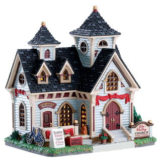 Lemax Harvest Crossing Village: Elm Valley Church sparkle-castle