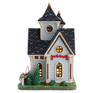 Lemax Harvest Crossing Village: Elm Valley Church sparkle-castle