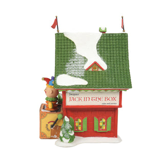 Department 56 North Pole Series: Jacques Jack In The Box Shop sparkle-castle