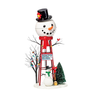 Cross Product Village Accessory: Snowman Water Tower Figurine sparkle-castle