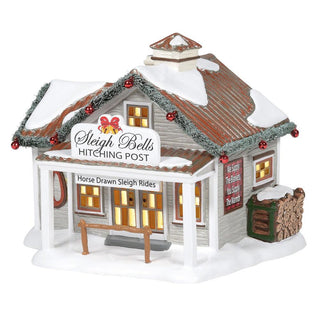 Original Snow Village: Sleigh Bells Hitching Post sparkle-castle