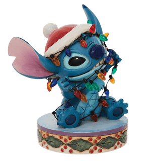 Jim Shore Disney Traditions: Stitch Wrapped Christmas Lights Figurine sparkle-castle