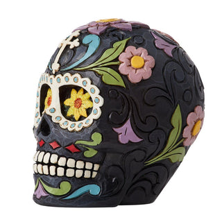 Jim Shore Heartwood Creek: Day of the Dead Black Skull Figurine sparkle-castle