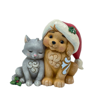 Jim Shore Heartwood Creek: Kitten Puppy Santa Hat Miniature Figurine sparkle-castle