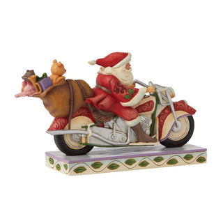 Jim Shore Heartwood Creek: Santa Riding Motorcycle Figurine sparkle-castle