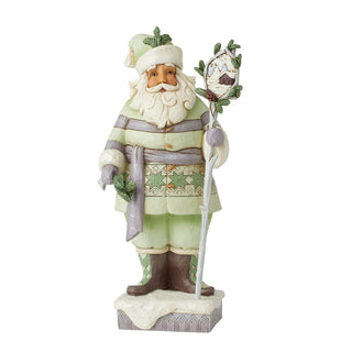 Jim Shore Heartwood Creek: White Woodland Santa Staff Figurine sparkle-castle
