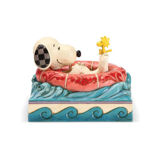 Jim Shore Peanuts: Snoopy Woodstock Floatie Figurine sparkle-castle