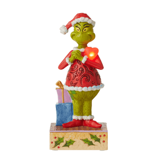 Jim Shore Grinch: Grinch Large Blinking Heart Figurine sparkle-castle