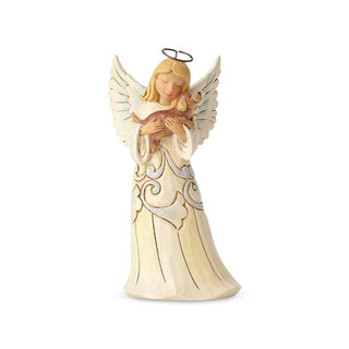 Jim Shore Heartwood Creek: White Woodland Angel Dog Figurine sparkle-castle