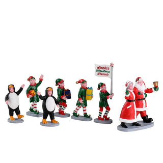 Lemax Caddington Village Accessory: Santa's Elf Parade, Set of 7 sparkle-castle