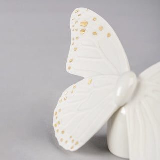 Lladró Gold Lustre Collection: White Butterfly Figurine sparkle-castle